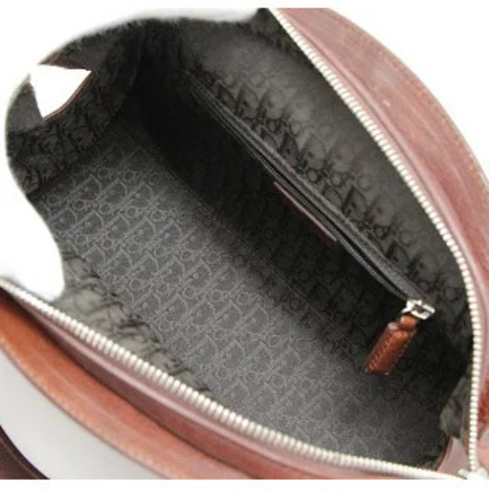Christian Dior Embroidered Handbag Brown Leather - Picture 5 of 6